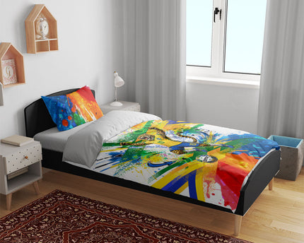 Personalized Brazil 6 Time World Football Champion 2026 Bedding Set Hexa Brasil Jaguar Mascot - Graffiti Splash Art