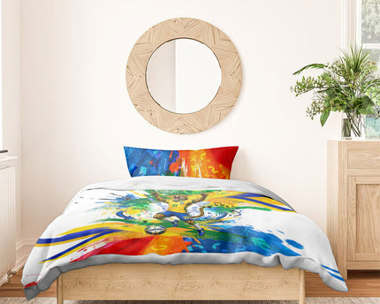 Personalized Brazil 6 Time World Football Champion 2026 Bedding Set Hexa Brasil Jaguar Mascot - Graffiti Splash Art