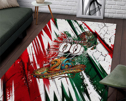 Personalized Mexico Football Ganadores Area Rug Aztec Jaguar Cultural Heritage Soccer Art