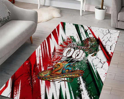 Personalized Mexico Football Ganadores Area Rug Aztec Jaguar Cultural Heritage Soccer Art