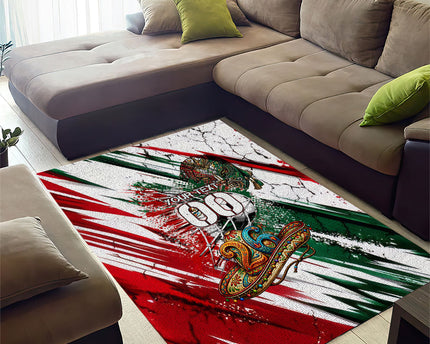 Personalized Mexico Football Ganadores Area Rug Aztec Jaguar Cultural Heritage Soccer Art