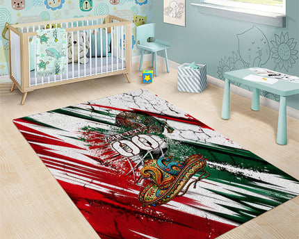 Personalized Mexico Football Ganadores Area Rug Aztec Jaguar Cultural Heritage Soccer Art