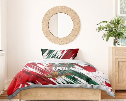 Personalized Mexico Football Ganadores Bedding Set Aztec Jaguar Cultural Heritage Soccer Art