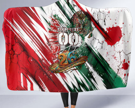 Personalized Mexico Football Ganadores Hooded Blanket Aztec Jaguar Cultural Heritage Soccer Art