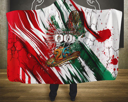 Personalized Mexico Football Ganadores Hooded Blanket Aztec Jaguar Cultural Heritage Soccer Art