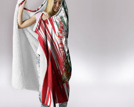 Personalized Mexico Football Ganadores Hooded Blanket Aztec Jaguar Cultural Heritage Soccer Art