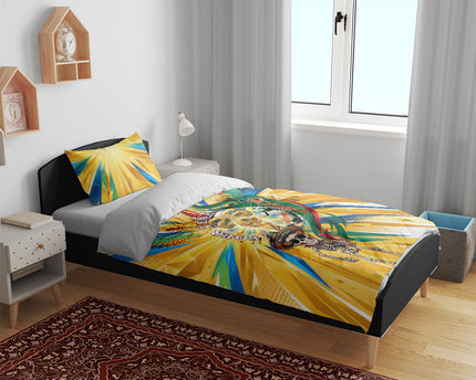 Personalized Mexico Football Victoria Sugar Skull Bedding Set Dia De Los Muertos Cultural Art Sunburst