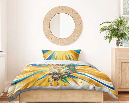 Personalized Mexico Football Victoria Sugar Skull Bedding Set Dia De Los Muertos Cultural Art Sunburst