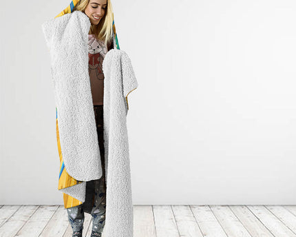 Personalized Mexico Football Victoria Sugar Skull Hooded Blanket Dia De Los Muertos Cultural Art Sunburst