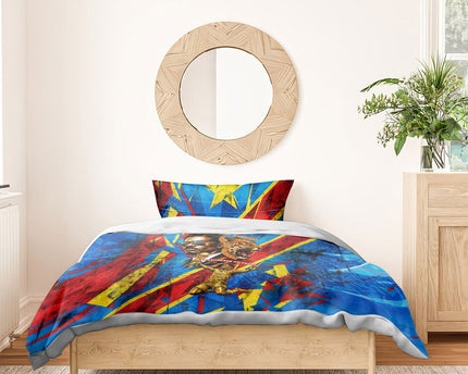 DR Congo Patrice Lumumba Football Victory Bedding Set African Pride Leopard And Flag