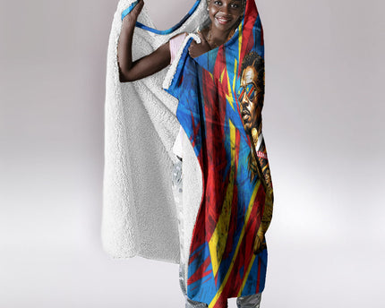 DR Congo Patrice Lumumba Football Victory Hooded Blanket African Pride Leopard And Flag