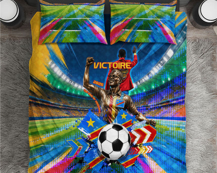 DR Congo Patrice Lumumba Bedding Set Kinshasa Stadium Flag - King Of Kinshasa Football