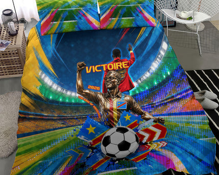 DR Congo Patrice Lumumba Bedding Set Kinshasa Stadium Flag - King Of Kinshasa Football