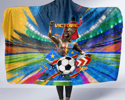 DR Congo Patrice Lumumba Hooded Blanket Kinshasa Stadium Flag - King Of Kinshasa Football