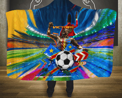 DR Congo Patrice Lumumba Hooded Blanket Kinshasa Stadium Flag - King Of Kinshasa Football