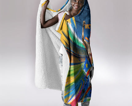 DR Congo Patrice Lumumba Hooded Blanket Kinshasa Stadium Flag - King Of Kinshasa Football