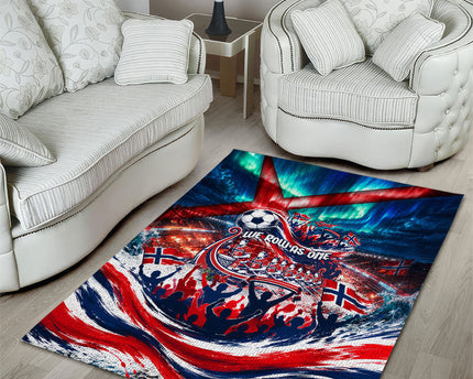 Norway Football Viking Row Area Rug Viking Shield Aurora Borealis Dynamic Art