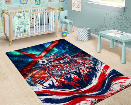 Norway Football Viking Row Area Rug Viking Shield Aurora Borealis Dynamic Art