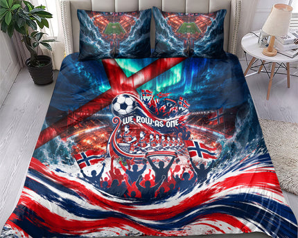 Norway Football Viking Row Bedding Set Viking Shield Aurora Borealis Dynamic Art