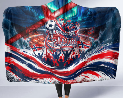 Norway Football Viking Row Hooded Blanket Viking Shield Aurora Borealis Dynamic Art