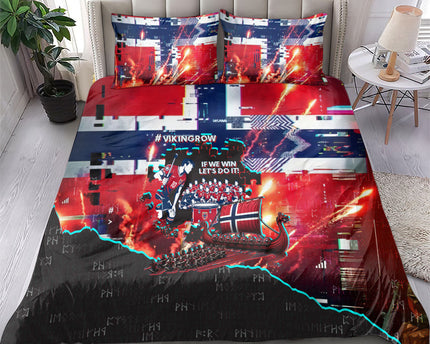 Norway Football Viking Row Bedding Set Flag Nordic Footballer - If We Win Lets Do It