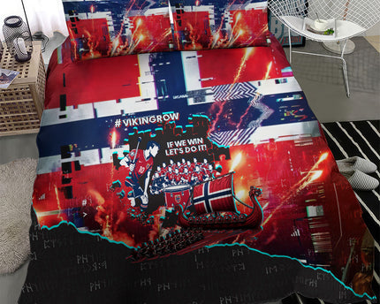 Norway Football Viking Row Bedding Set Flag Nordic Footballer - If We Win Lets Do It