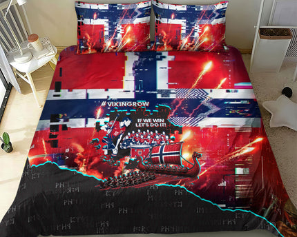 Norway Football Viking Row Bedding Set Flag Nordic Footballer - If We Win Lets Do It