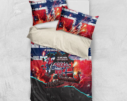 Norway Football Viking Row Bedding Set Flag Nordic Footballer - If We Win Lets Do It