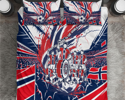 Norway Football From The Fjords To The World Bedding Set Viking Shield Paint Splatter Soccer Team