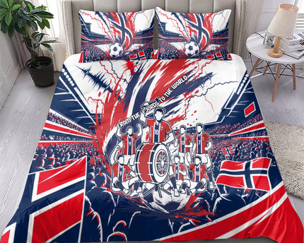 Norway Football From The Fjords To The World Bedding Set Viking Shield Paint Splatter Soccer Team