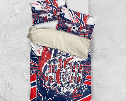Norway Football From The Fjords To The World Bedding Set Viking Shield Paint Splatter Soccer Team