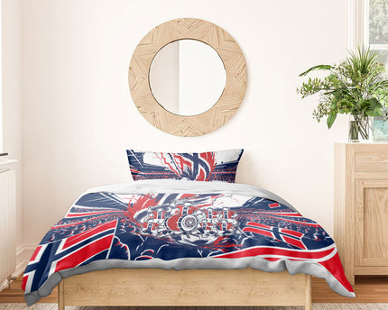 Norway Football From The Fjords To The World Bedding Set Viking Shield Paint Splatter Soccer Team