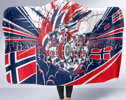 Norway Football From The Fjords To The World Hooded Blanket Viking Shield Paint Splatter Soccer Team