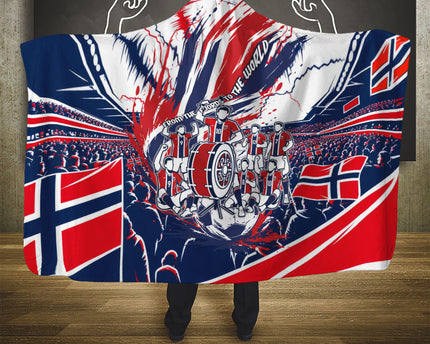 Norway Football From The Fjords To The World Hooded Blanket Viking Shield Paint Splatter Soccer Team
