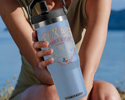 Texas Pride Flip Straw Tumbler Forever Come Hell Or High Water Patriotic Texas