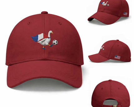 France Soccer Goose Baseball Cap French Flag Patriotic Football Fan Graphic