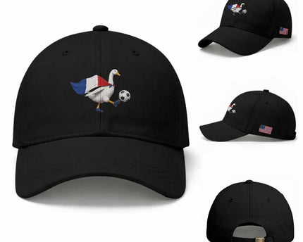 France Soccer Goose Baseball Cap French Flag Patriotic Football Fan Graphic