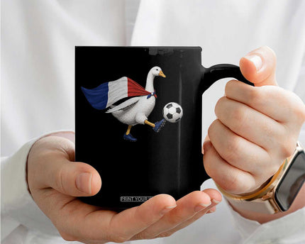 France Soccer Goose Coffee Mug French Flag Patriotic Football Fan Graphic
