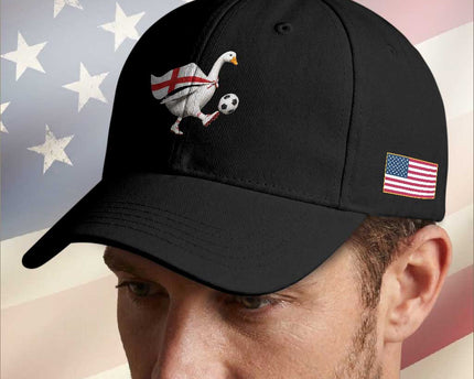 England Soccer Goose Baseball Cap Patriotic Football Fan Graphic England Flag