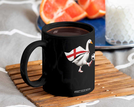 England Soccer Goose Coffee Mug Patriotic Football Fan Graphic England Flag