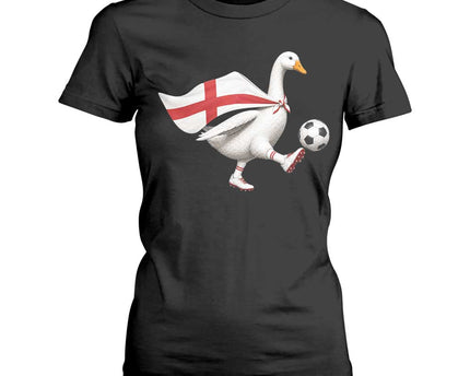 England Soccer Goose T-Shirt For Women Patriotic Football Fan Graphic England Flag