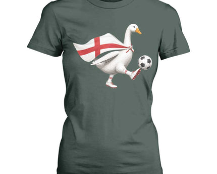 England Soccer Goose T-Shirt For Women Patriotic Football Fan Graphic England Flag