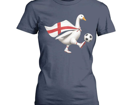 England Soccer Goose T-Shirt For Women Patriotic Football Fan Graphic England Flag