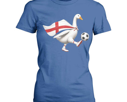 England Soccer Goose T-Shirt For Women Patriotic Football Fan Graphic England Flag