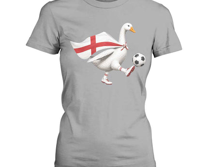 England Soccer Goose T-Shirt For Women Patriotic Football Fan Graphic England Flag