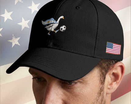 Argentina Soccer Goose Baseball Cap Argentine Flag Patriotic Football Fan Graphic