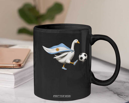 Argentina Soccer Goose Coffee Mug Argentine Flag Patriotic Football Fan Graphic