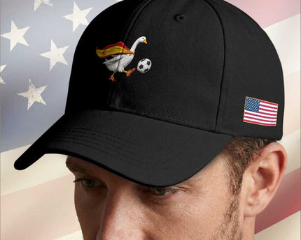Spain Soccer Goose Baseball Cap Spanish Flag Patriotic Football Fan Graphic