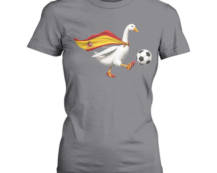 Spain Soccer Goose T-Shirt For Women Spanish Flag Patriotic Football Fan Graphic