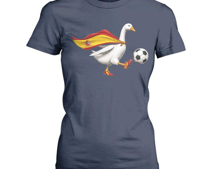 Spain Soccer Goose T-Shirt For Women Spanish Flag Patriotic Football Fan Graphic